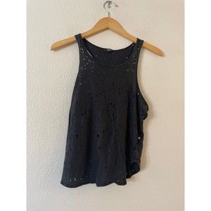 Terez Womens Destroyed Distressed Muscle Tank Top S Small Racerback Sleeveless